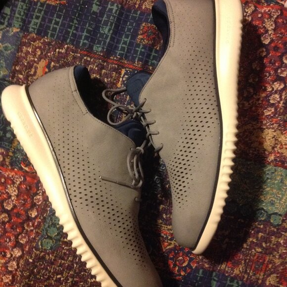 Cole Haan Men's 2.ZeroGrand Gray Nubuck Wingtip Oxford Shoes - 11.5M- New in Box - Picture 1 of 9